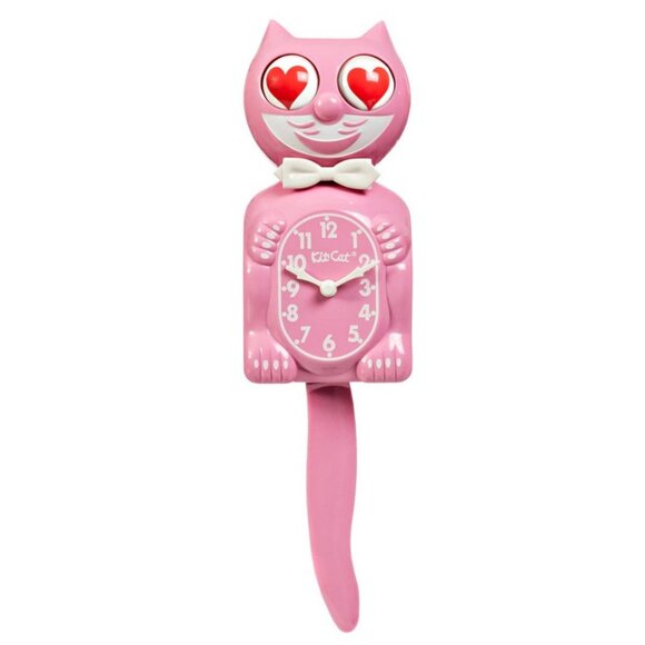 PINK SATIN KIT-CAT CLOCK KAT KLOCK Heart Eyes Limited Edition - Picture 1 of 1